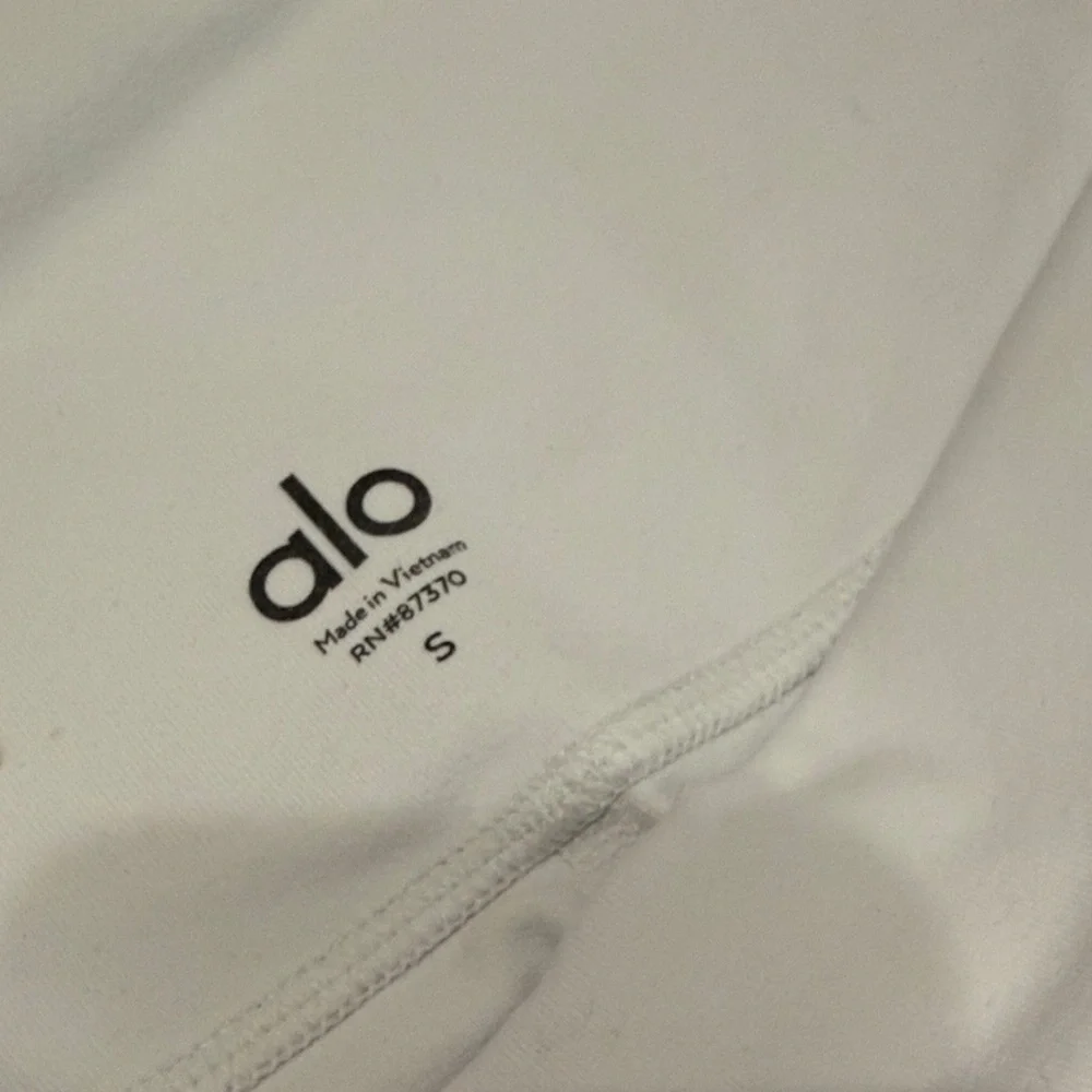 ALO Yoga White High-Rise Bike Shorts with Subtle Logo